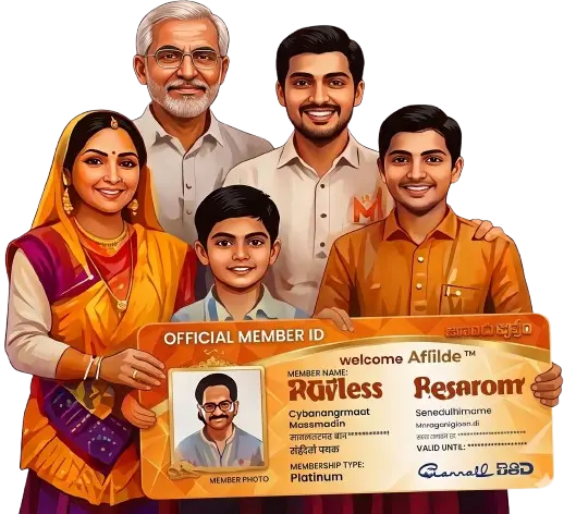 Maa Ganga Vipra Kalyan Sangh membership family illustration