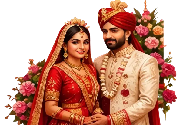 Maa Ganga Vipra Kalyan Sangh matrimony couple illustration